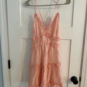 Francesca's Collections Pink Ruffle Mini Dress
